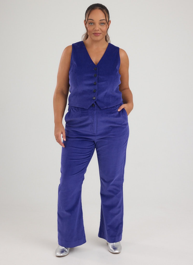 Richmond Corduroy Flared Trousers - Indigo