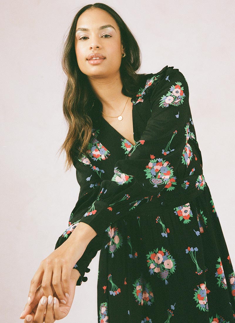 Celia Birtwell X Joanie - Marie Antoinette Floral Print Bell Sleeve Maxi Dress