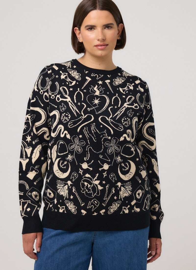 Damien Whimsical Macabre Jacquard Jumper