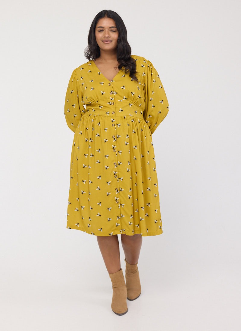 Reba Bee Print Button-Through Dress