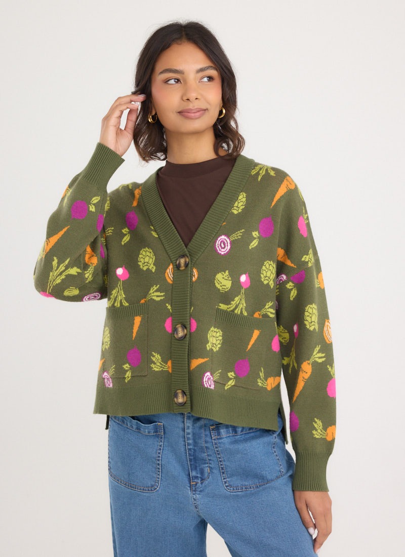 Lovelace Vegetable Jacquard Oversized Cardigan
