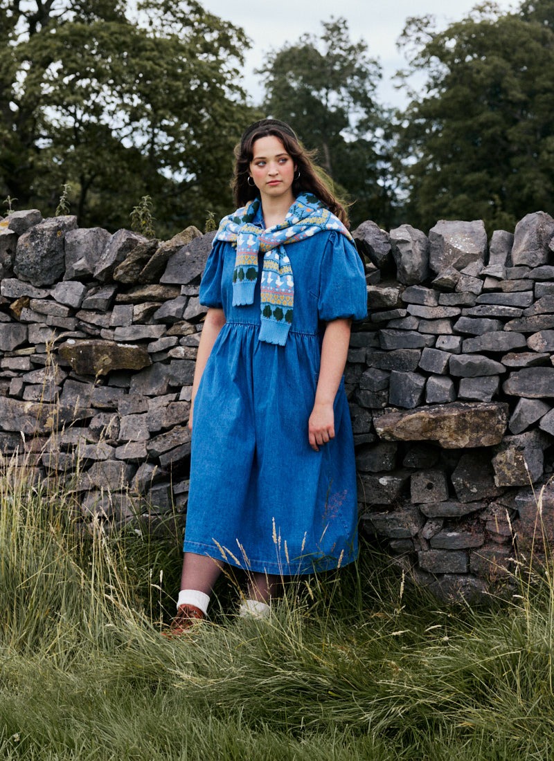 Jojo Mid Wash Denim Midi Dress