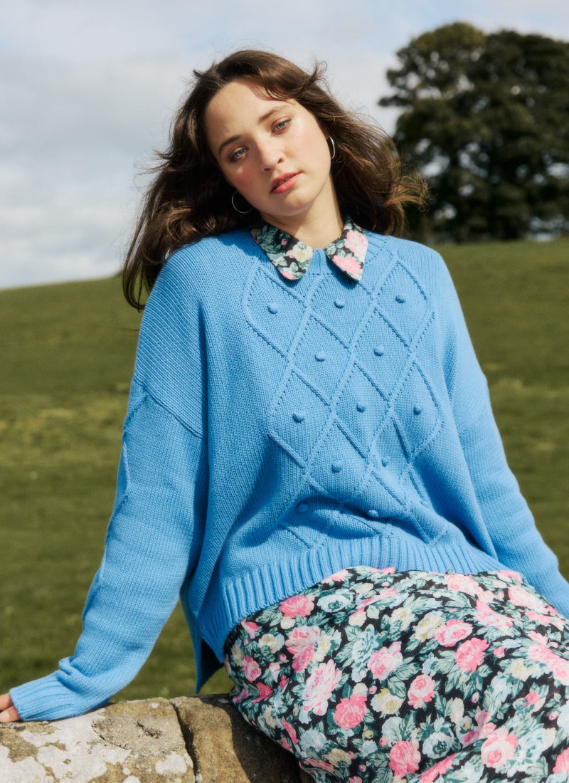 Otis Cable Knit Jumper - Heritage Blue