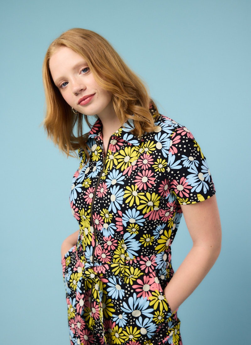 Mork Polka Dot Daisy Print Short Sleeve Boilersuit