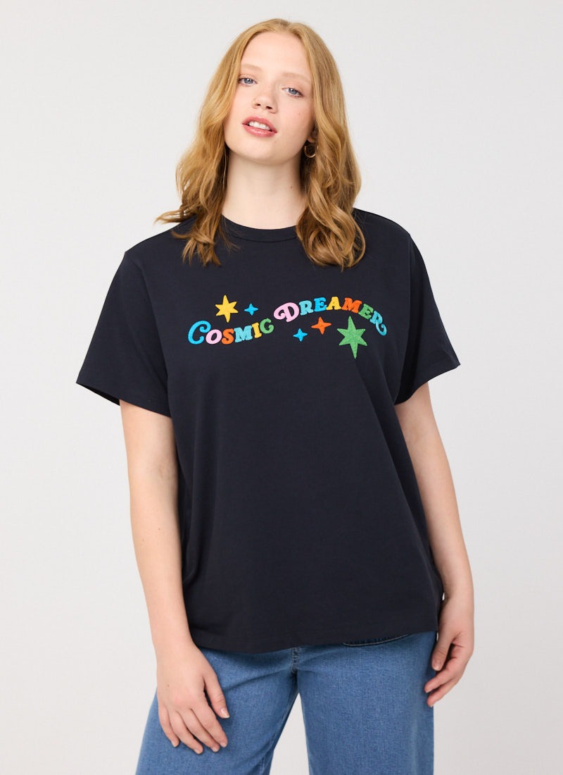 Grant Cosmic Dreamer Embroidered Boxy Fit Graphic Tee