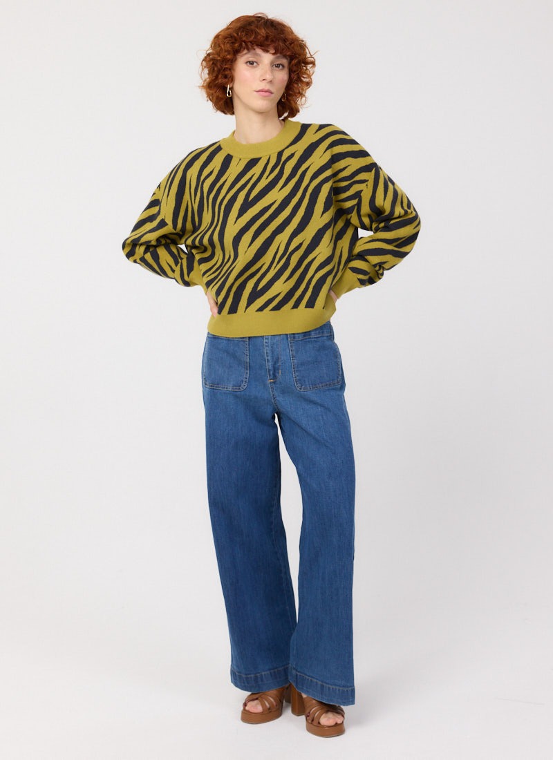 Javan Tiger Stripe Intarsia Knitted Jumper