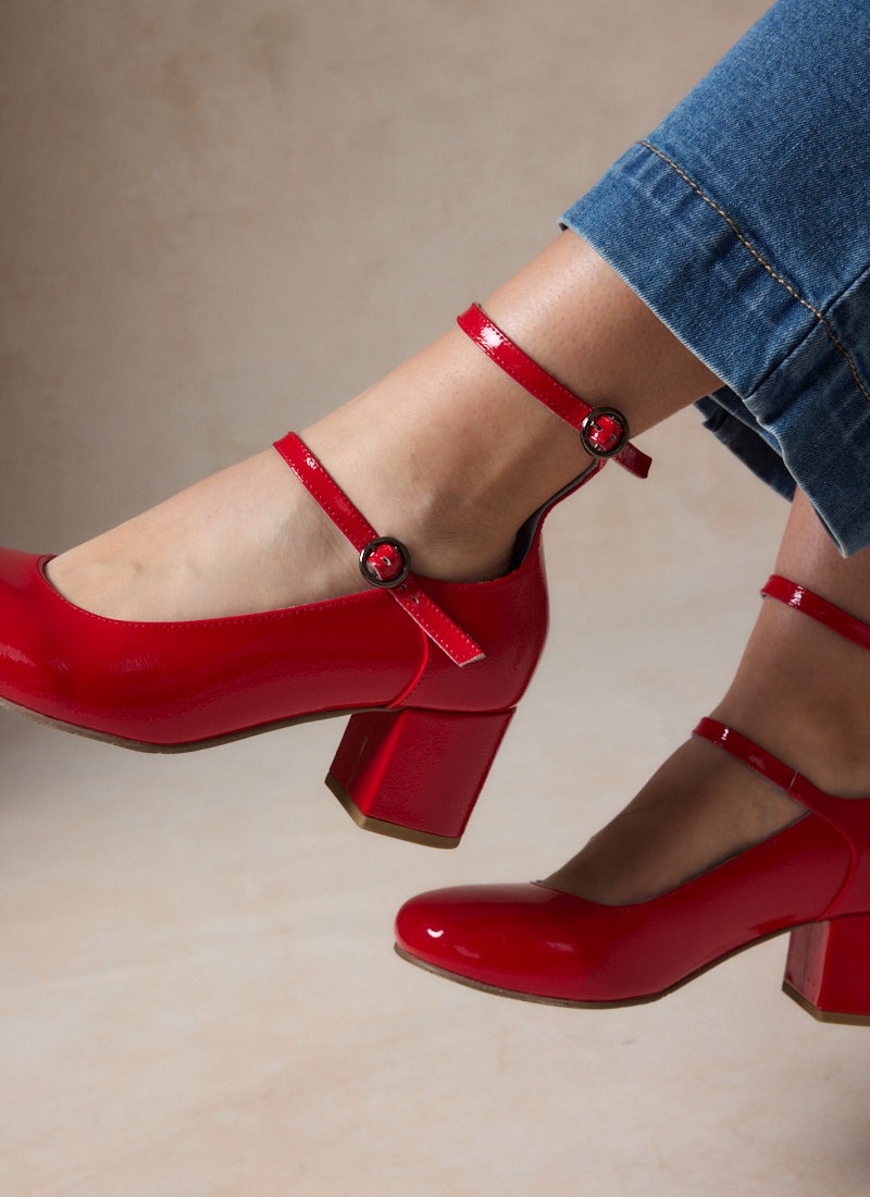 Rouen Patent Leather Mary Jane Shoes - Red