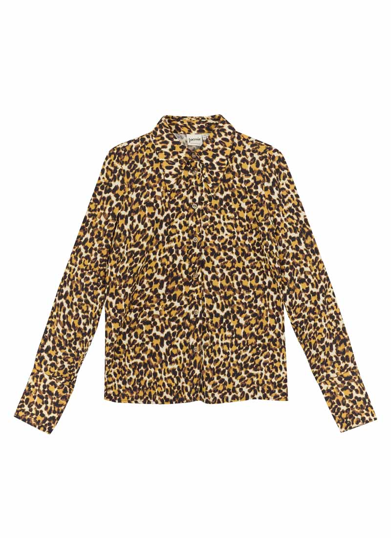 Velma Leopard Print Dagger Collar Blouse