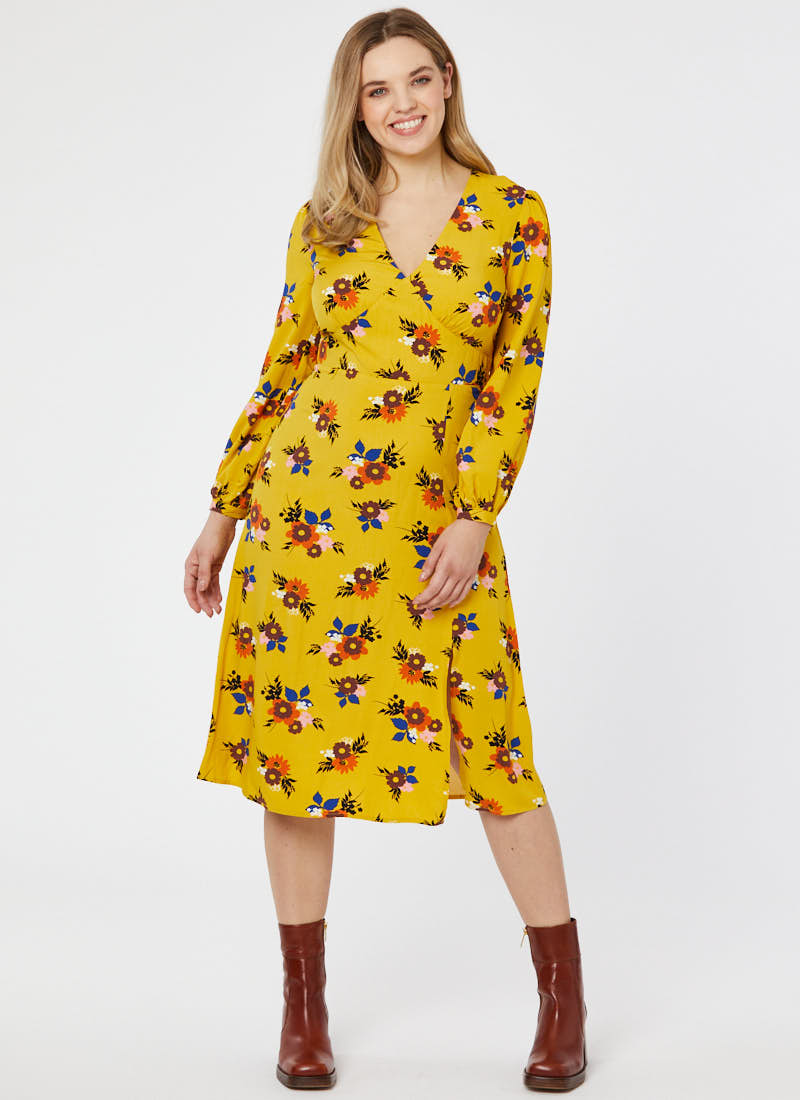 Lucid Floral Print Midi Dress