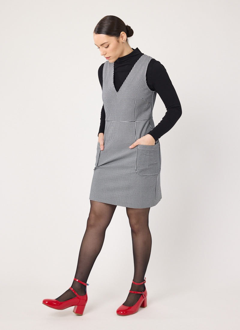 Ohlson Dogtooth Print Pinafore Dress