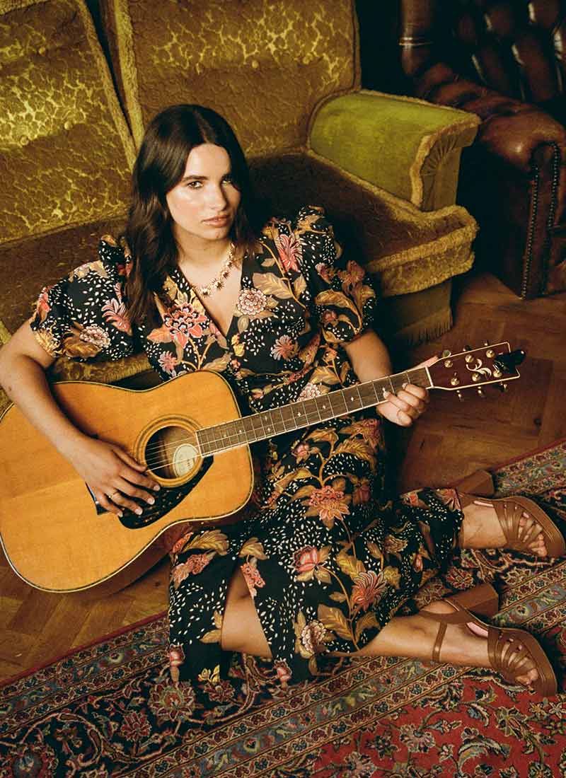 Rebecca Black Chintz Floral Print Puff Sleeve Midi Dress