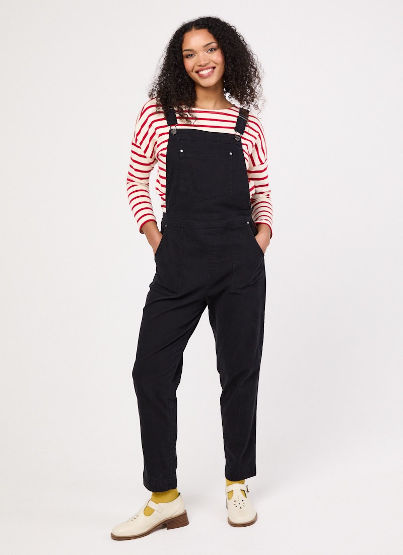 Leanne High Waist Dungarees - Black