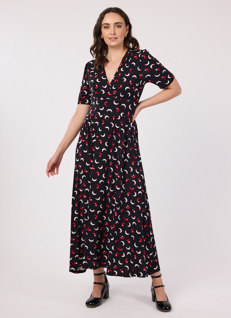 Thea Moons And Stars Print Jersey Midaxi Dress