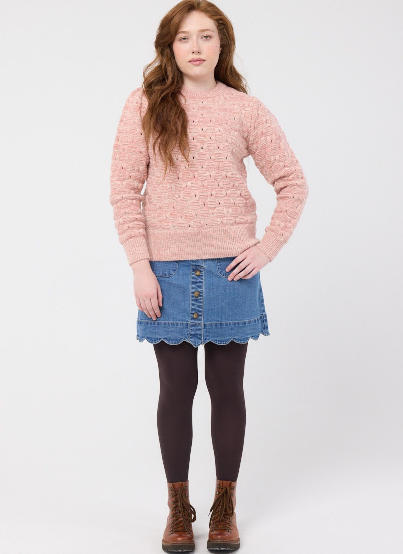 Elouise Basket Weave Knitted Jumper - Rose