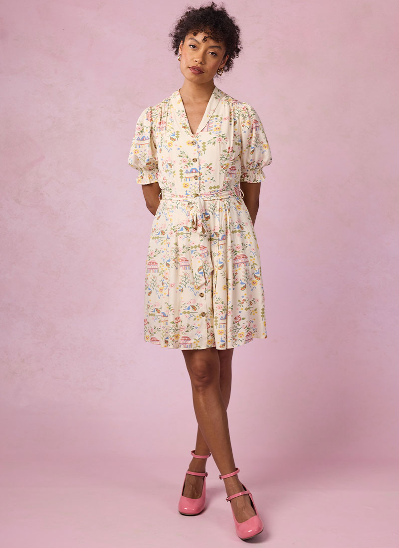 Barbarella Cross Stitch Tapestry Print Tea Dress