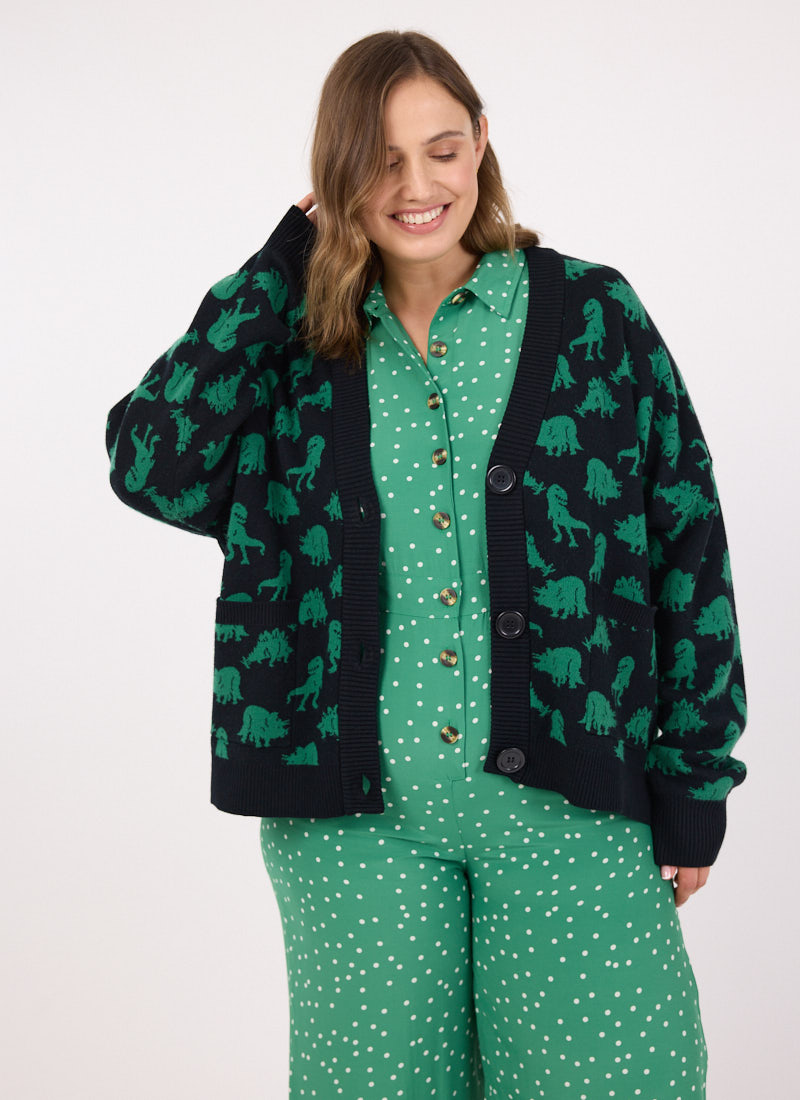 Max Spot Print Short Sleeve Jumpsuit - Green