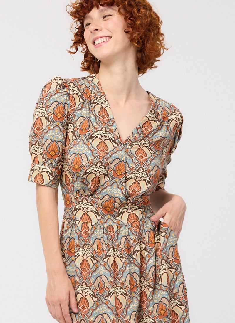 Albertine Tiled Paisley Print Midaxi Dress