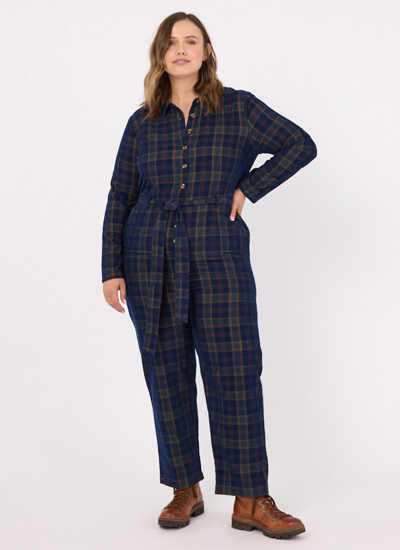 Ethel Corduroy Woven Check Jumpsuit