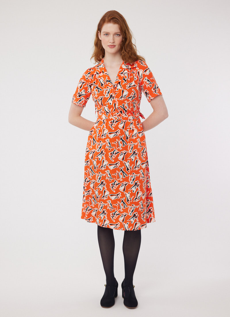Tally Vintage Ballroom Print Midi Tea Dress