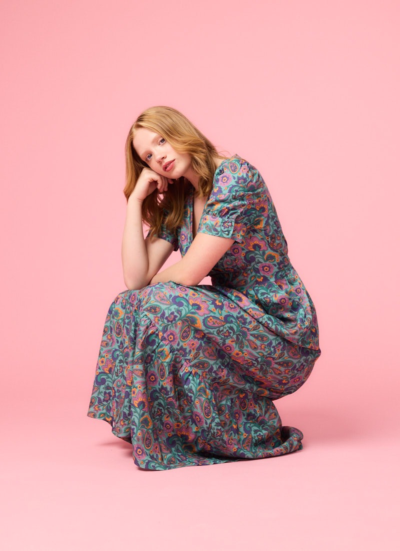 Albertine Wasabi Paisley Print Midaxi Dress