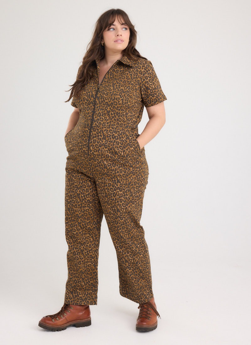 Robin Leopard Print Short Sleeve Boilersuit