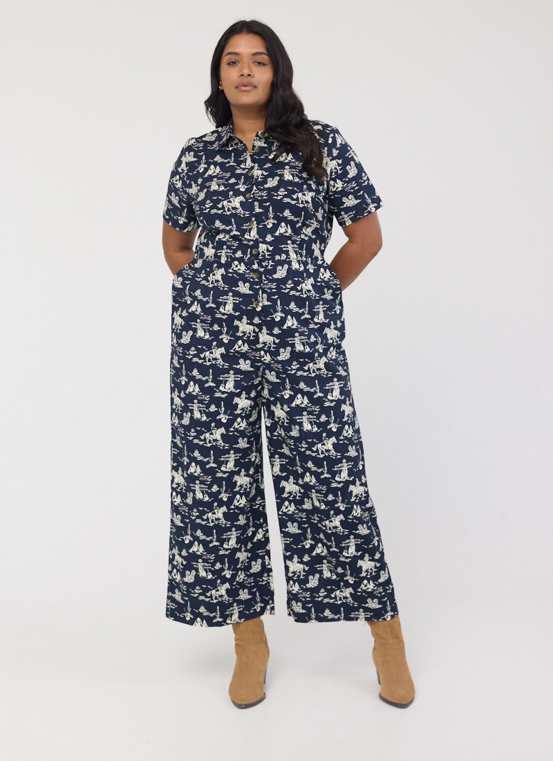 Ithaca Western Cowgirl Print Short Sleeve Boilersuit
