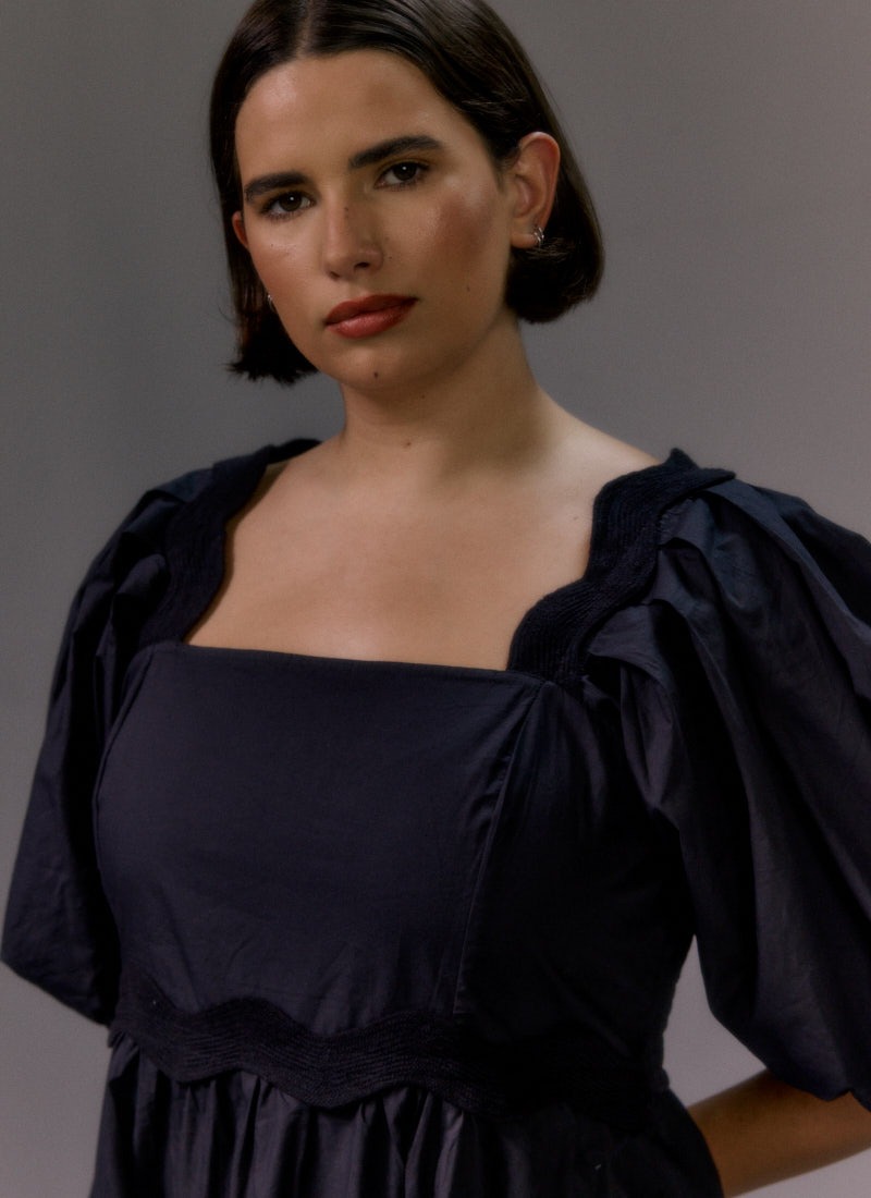 Stella Puff Sleeve Midaxi Dress - Black