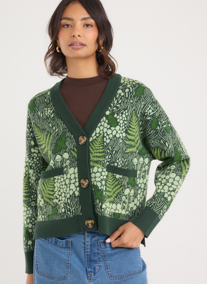 Lovelace Leafy Forest Intarsia Oversized Cardigan