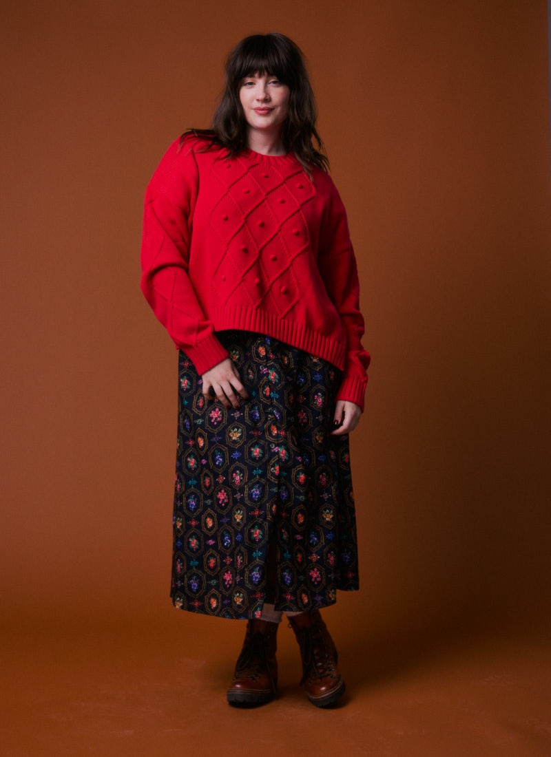 Otis Cable Knit Jumper - Tomato Red