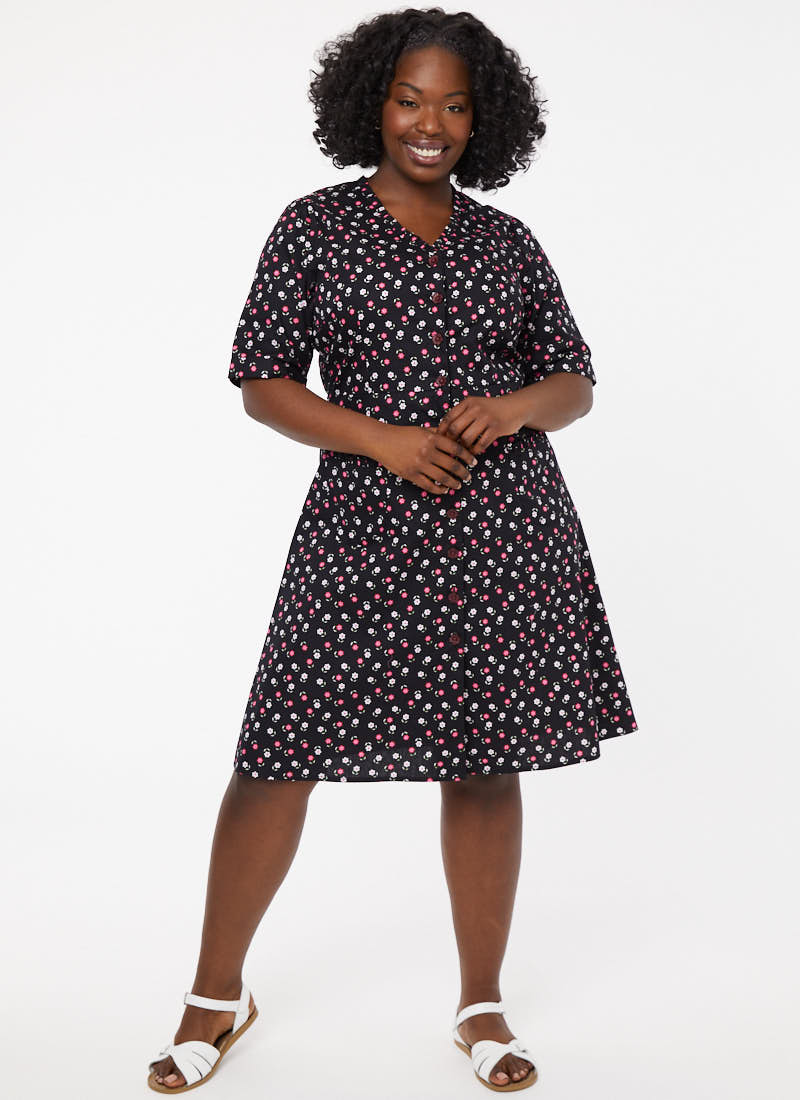 Sonya Floral Print Button-Down Dress