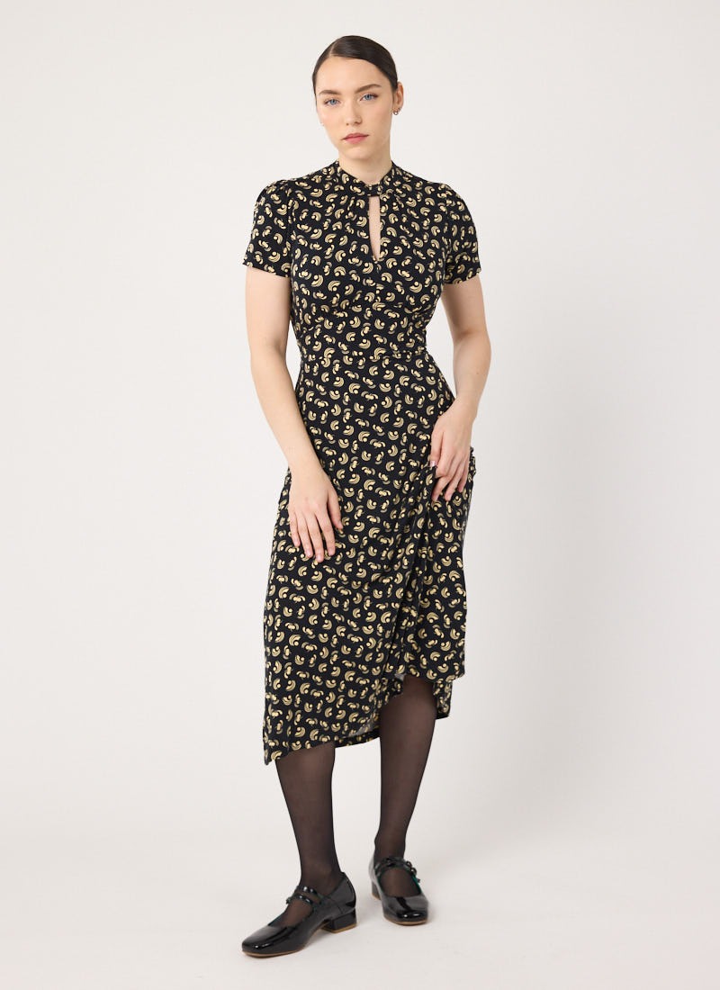 Eugine Keyhole Neckline Jersey Midi Dress