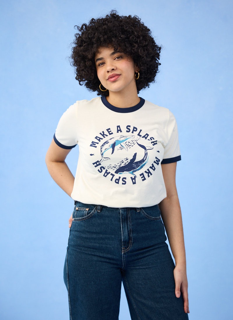 Maren Make A Splash Whale Graphic Ringer Tee