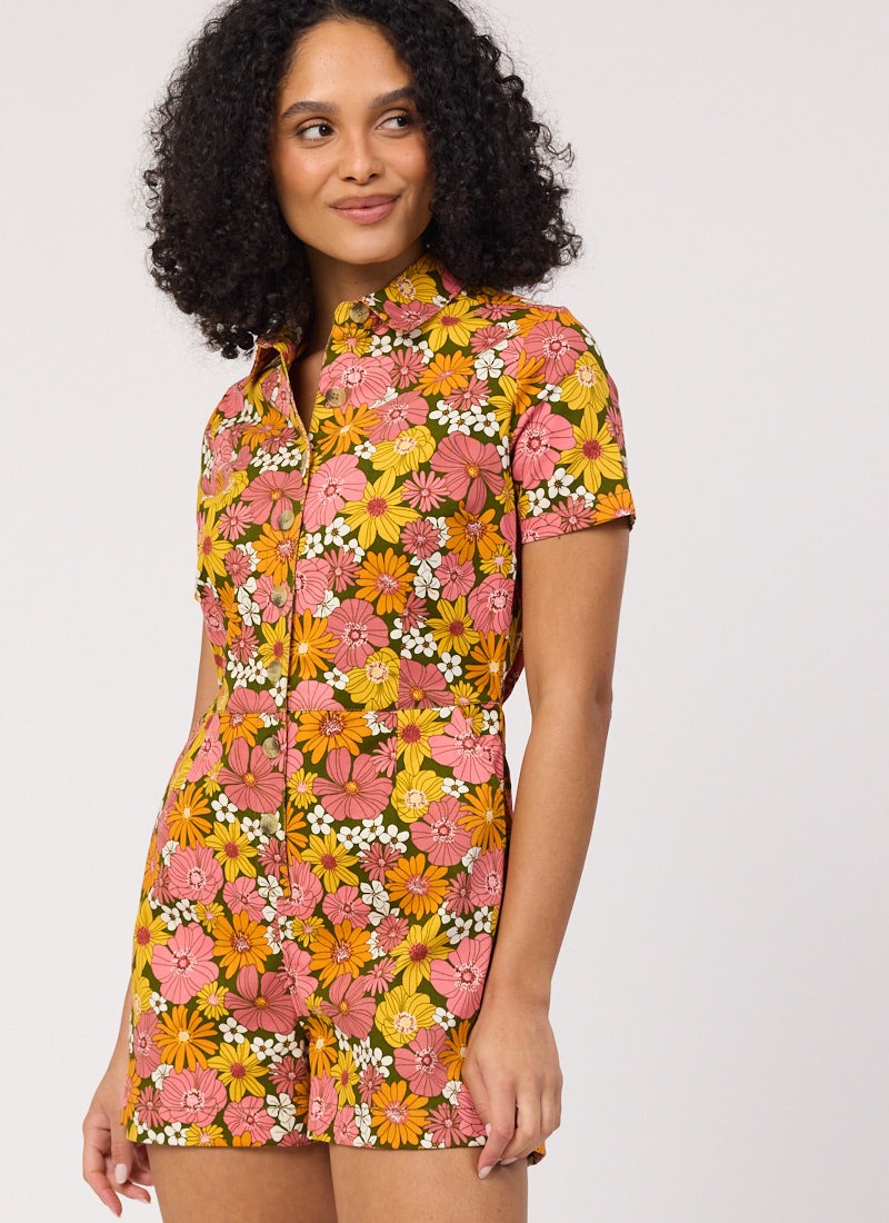 Aisling Vintage Floral Print Playsuit