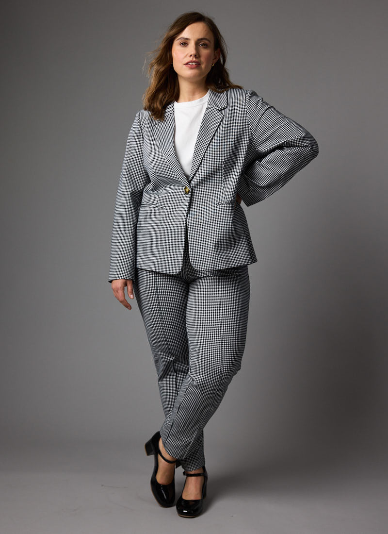 Marilyn Dogtooth Print Tapered Trousers