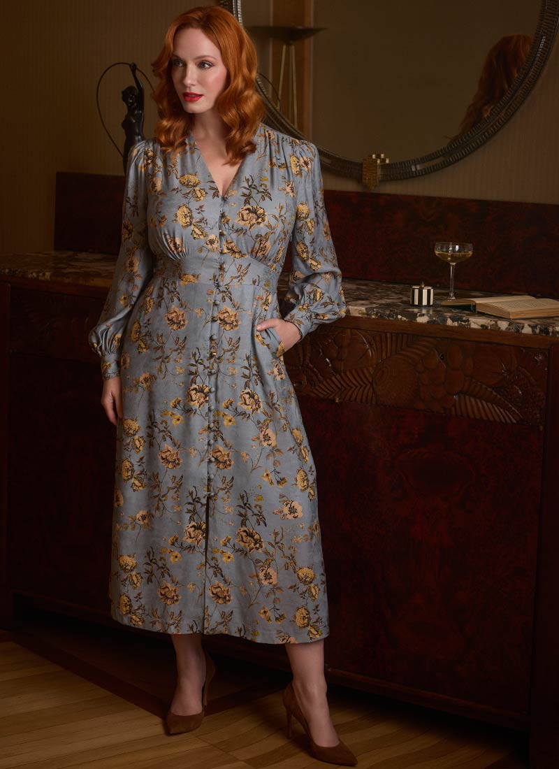 Christina Hendricks X Joanie - Lily Of The Valley Pressed Flowers Print Midi Dress
