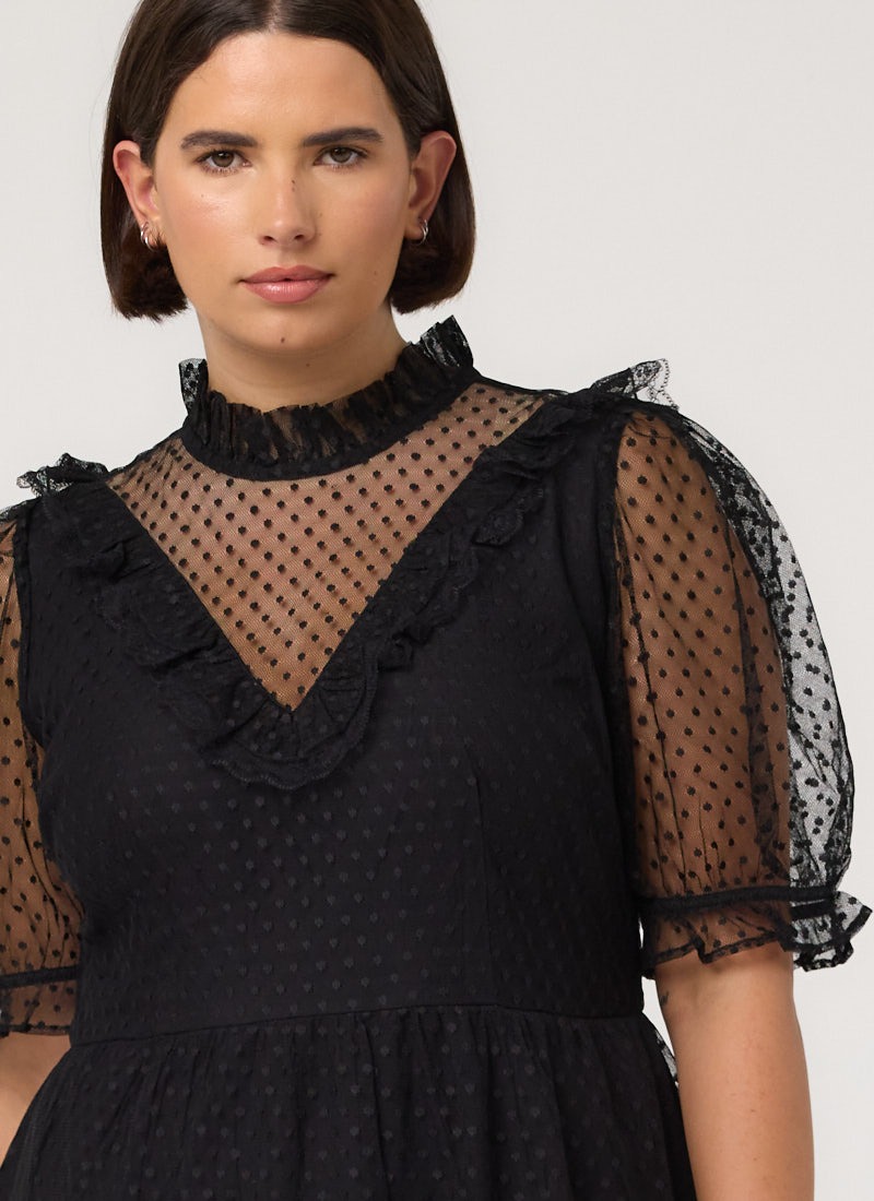 Lilian Polka Dot Mesh Mini Dress