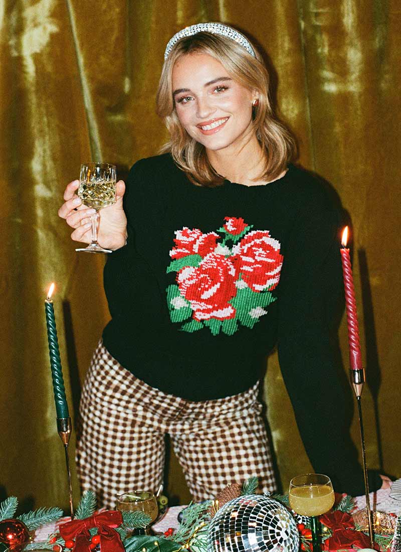 Doreen Rose Embroidered Scalloped Knitted Jumper