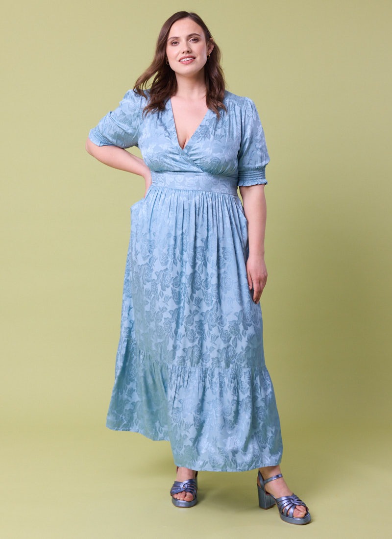 Alberto Floral Damask Midaxi Dress - Blue