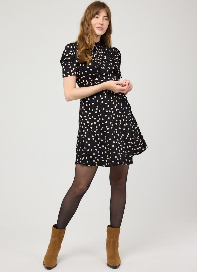 Delia Polka Dot Print Mini Tea Dress