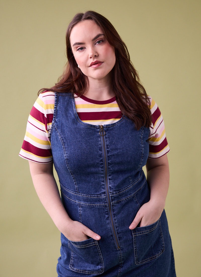 Community Clothing X Joanie - Belmondo Burgundy And Yellow Stripe Tee