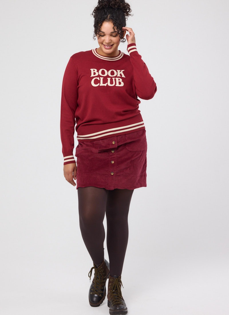 Jane Book Club Intarsia Slogan Jumper