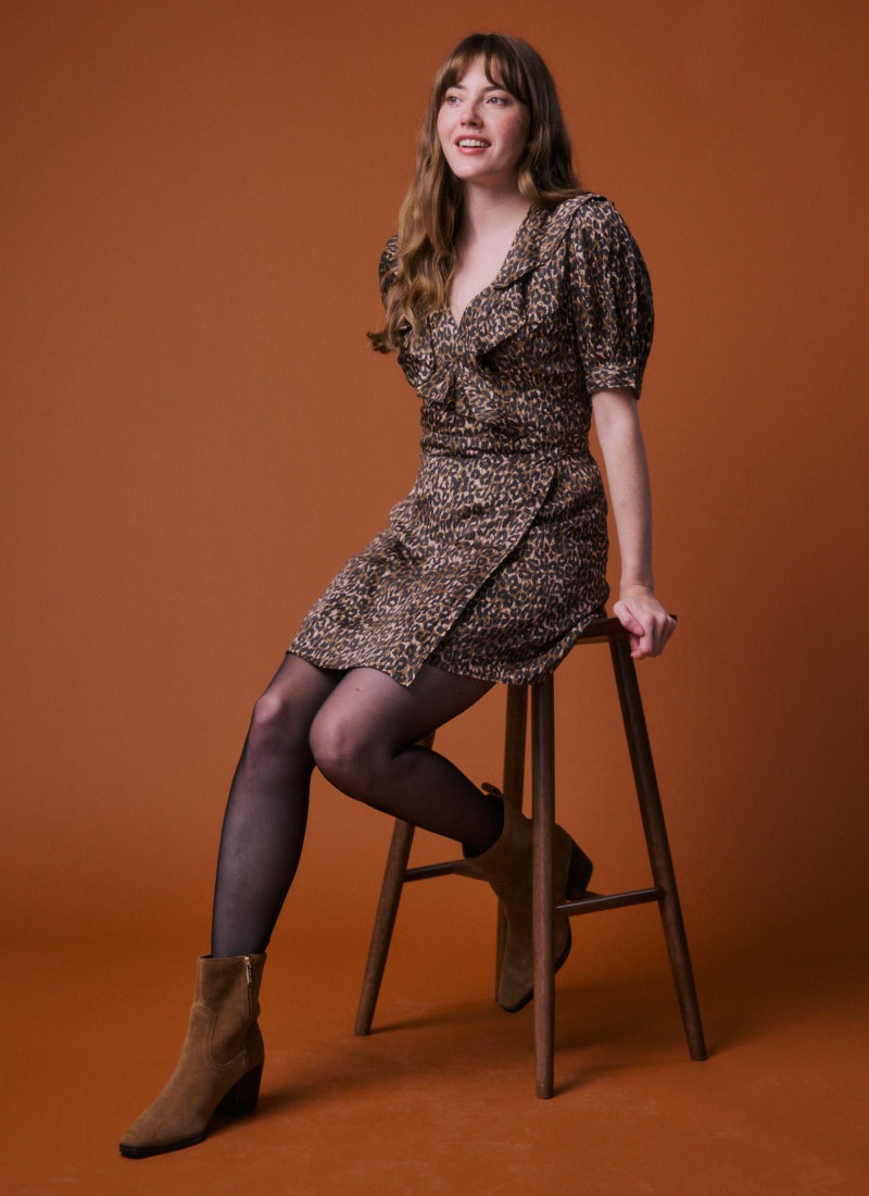 Laura Leopard Print Mini Wrap Dress