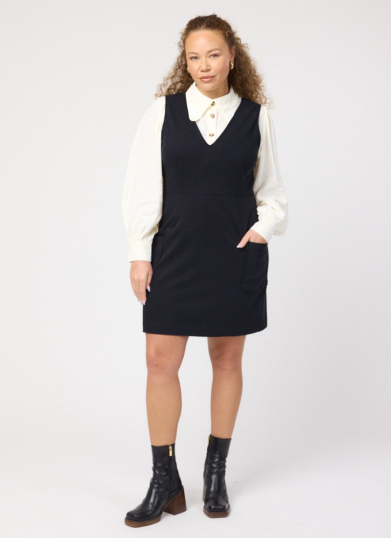 Ohlson V-Neck Pinafore Dress - Black