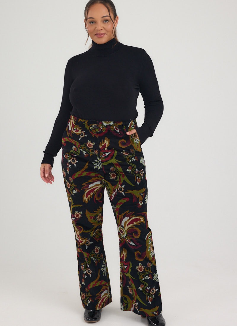 Richmond Paisley Print Velvet Flared Trousers