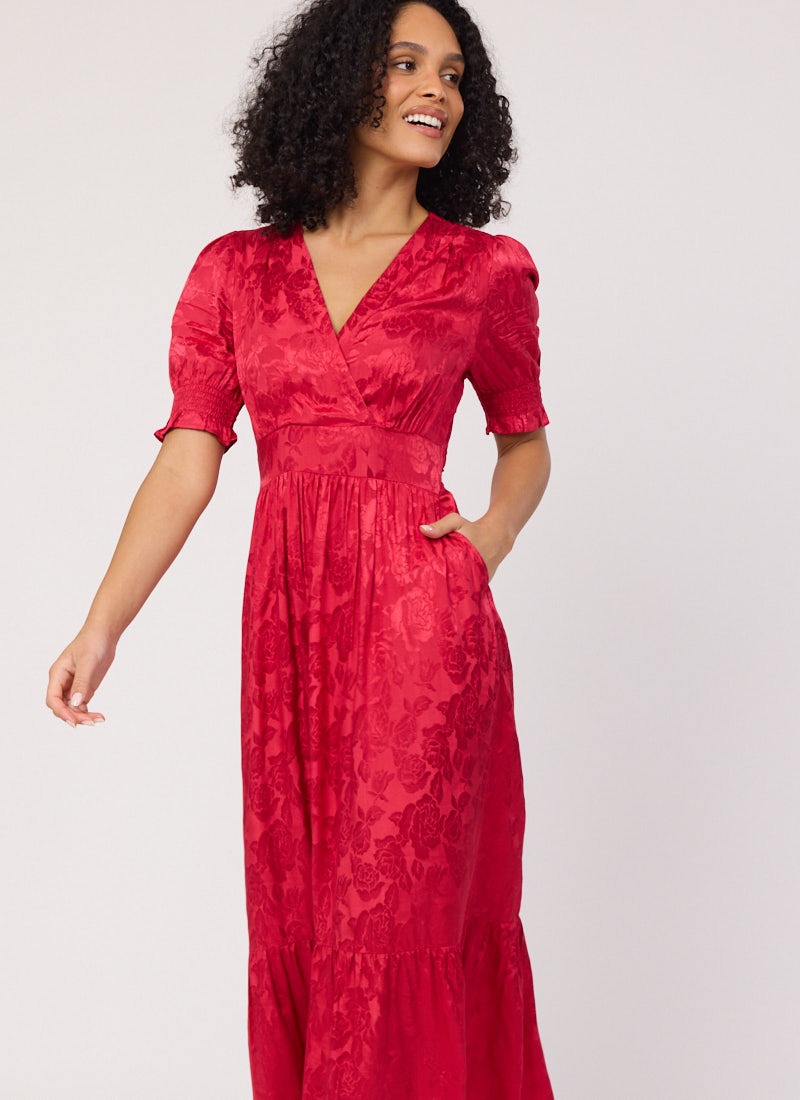 Alberto Floral Damask Midaxi Dress - Scarlett