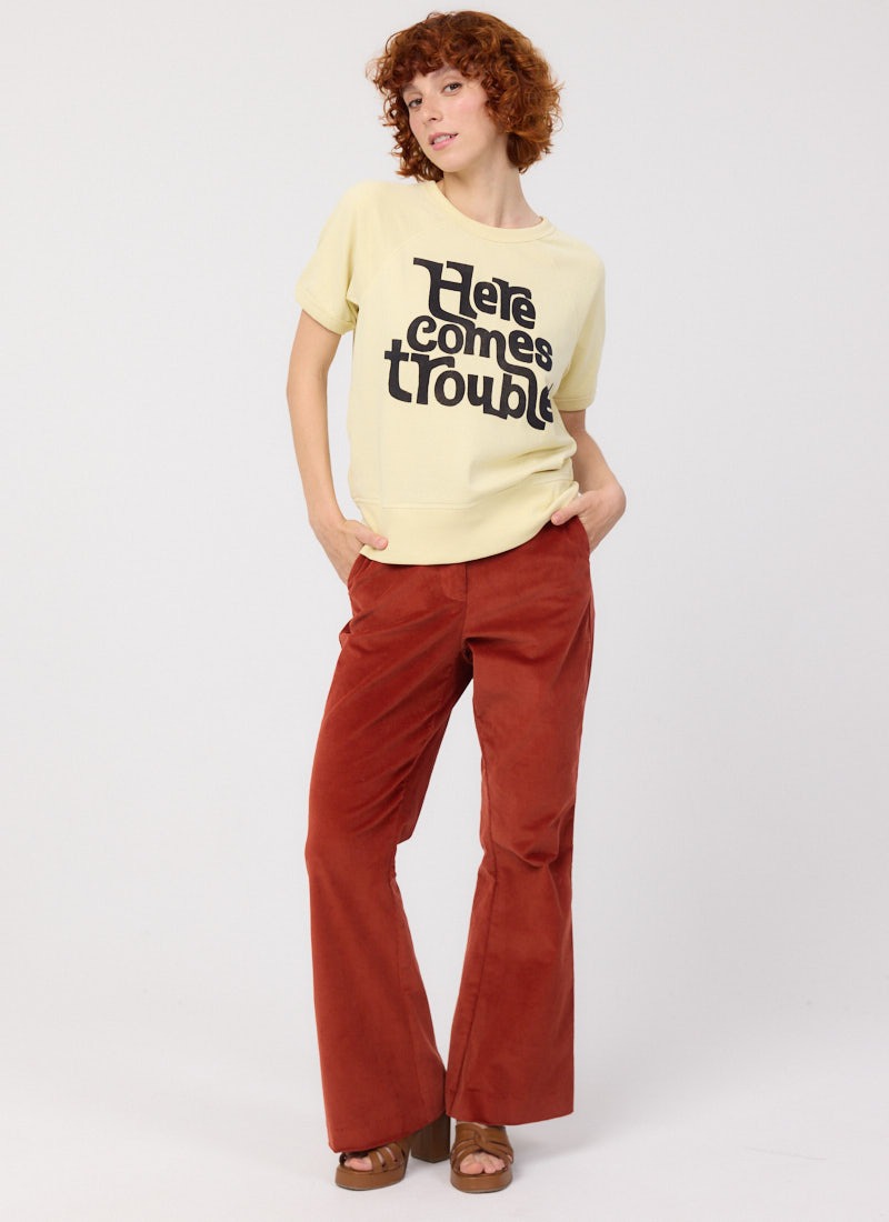 Lucretia Here Comes Trouble Short Sleeve Sweatshirt
