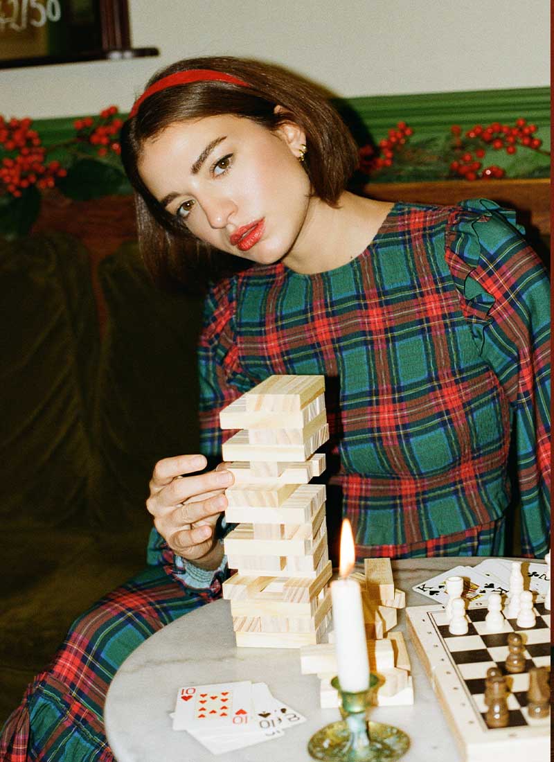 Finn Tartan Print Midaxi Dress - Green