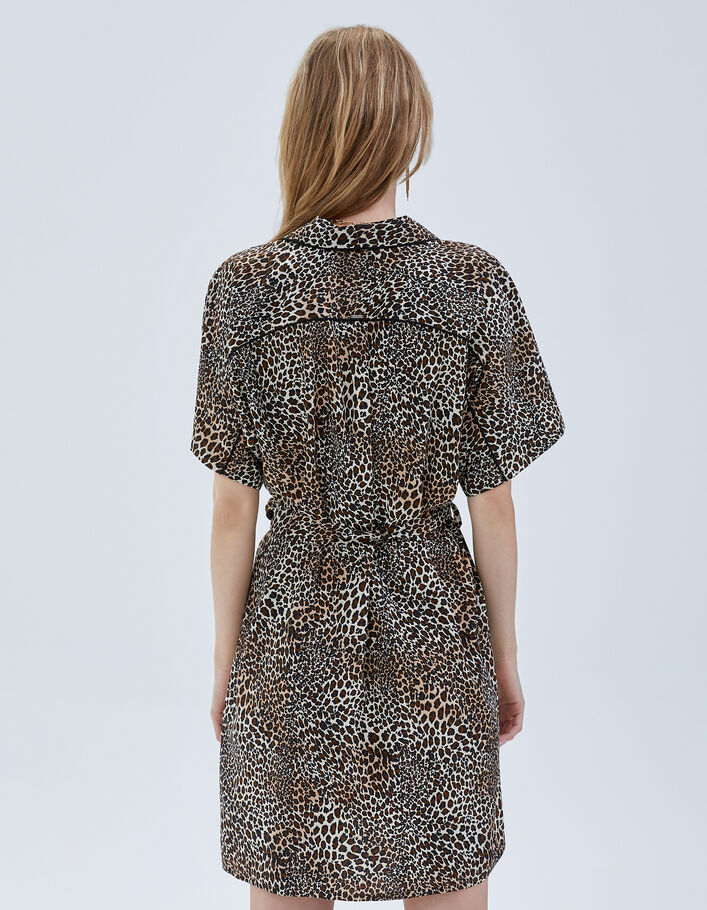 Robe chemise cognac imprim&eacute; baby leo Femme