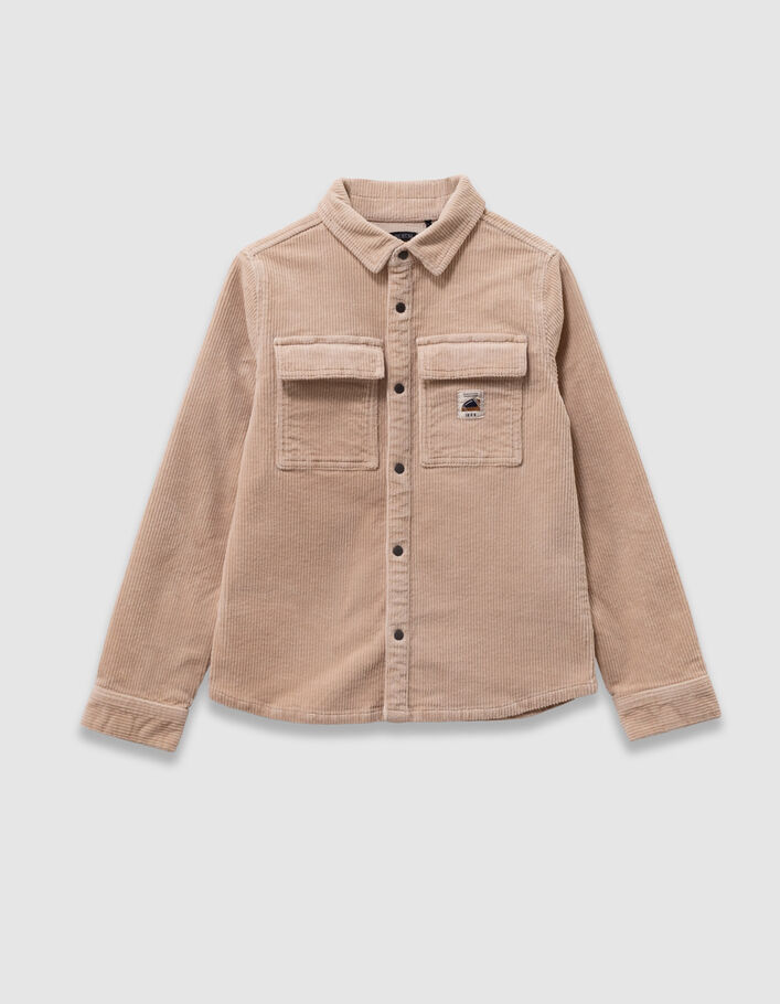 Surchemise beige velours c&ocirc;tel&eacute; &agrave; pressions gar&ccedil;on