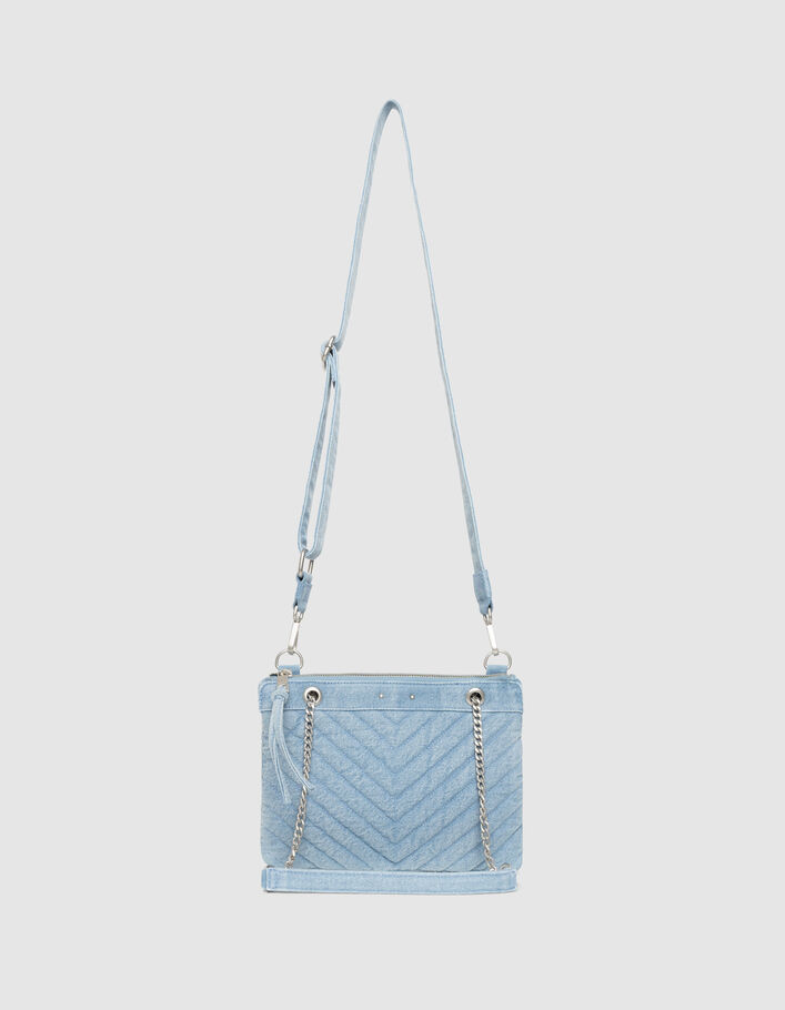 Sac pochette 1440 Reporter bleu en jean d&eacute;lav&eacute; Femme